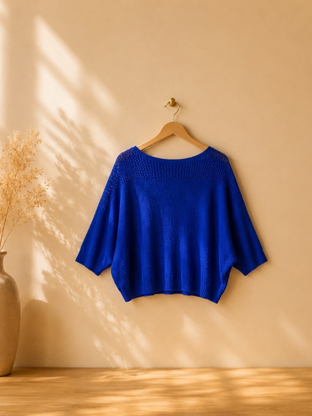 Dynamite Cobalt Blue Soft Knit Boho Sweater XS Oversized Fit